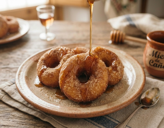 Buñuelos de miel de caña con sabor tradicional