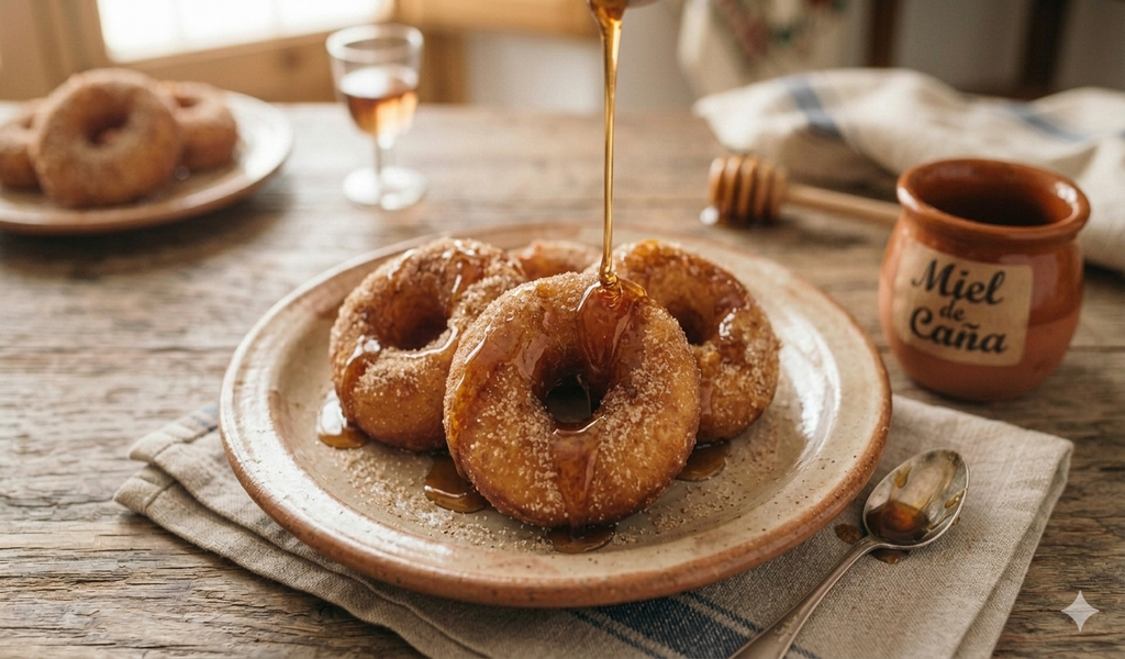 Buñuelos de miel de caña con sabor tradicional