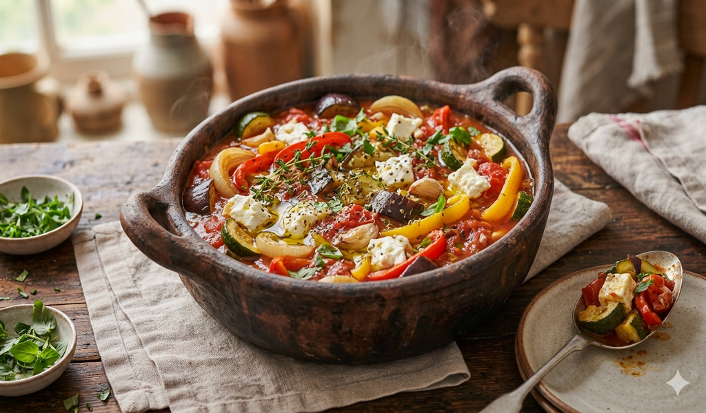 Cazuela de verduras a la griega: una receta casera, colorida y llena de sabor
