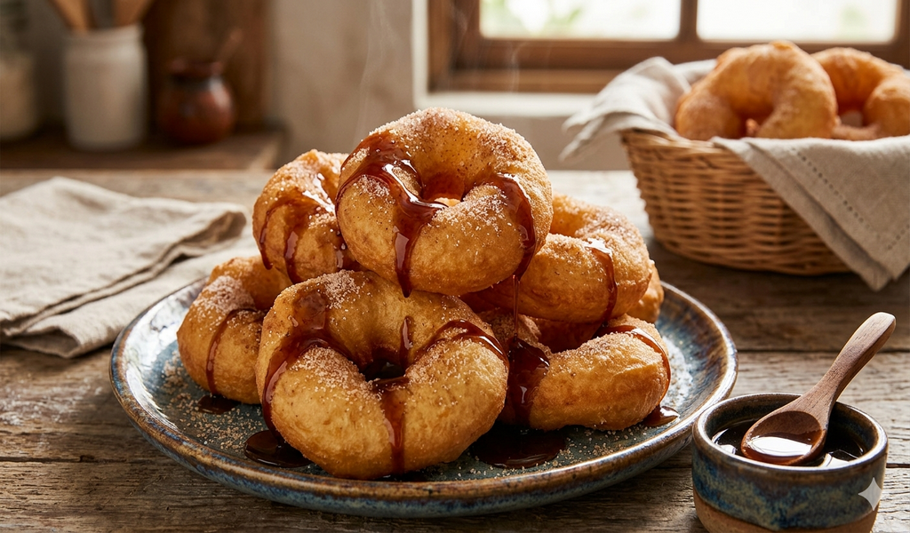 Buñuelos con Miel de Caña 